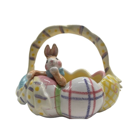 Fitz & Floyd Easter Basket w/ Bunny & Colored Eggs "A GOOD EGG" Essentials Bowl - Picture 13 of 16